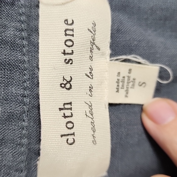 Cloth ans Stone Gray Linen Tie Front Top, S - Picture 4 of 8